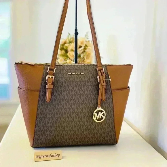 Michael Kors Charlotte Top Zip Tote shoulder bag brown - Picture 1 of 9